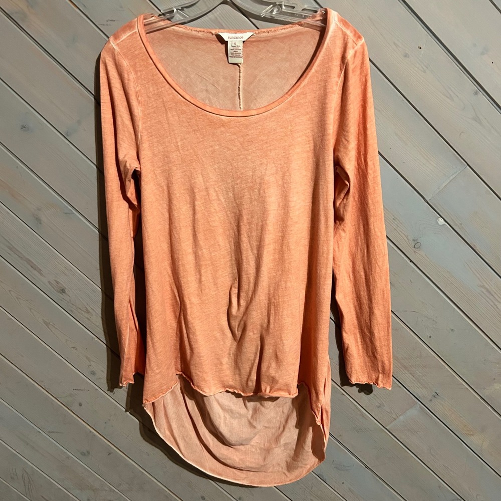 Sundance Peach Long Sleeve Scoop Neck Tee